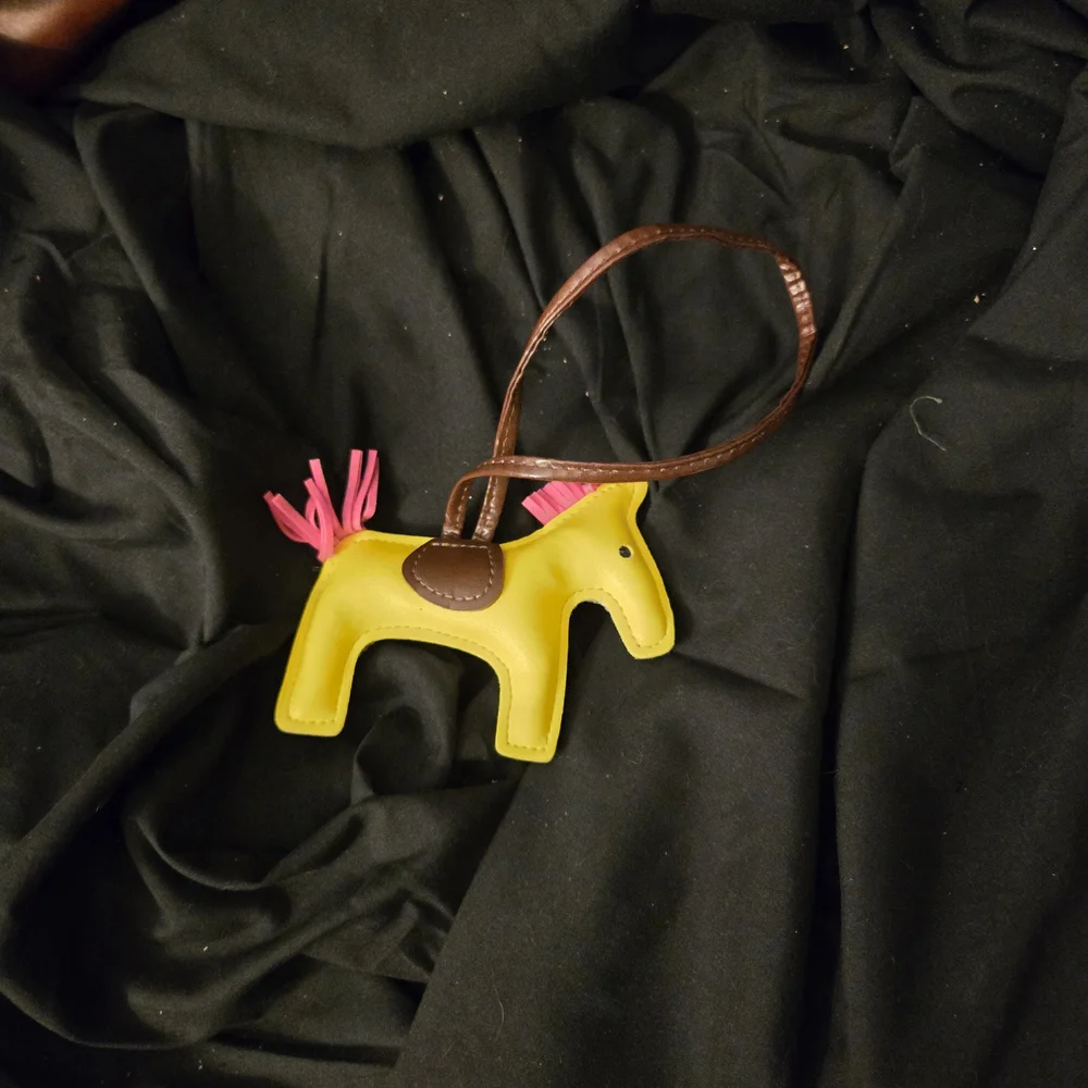 Glittering Horse Kids Bag Charm with Pink and Yellow Accents